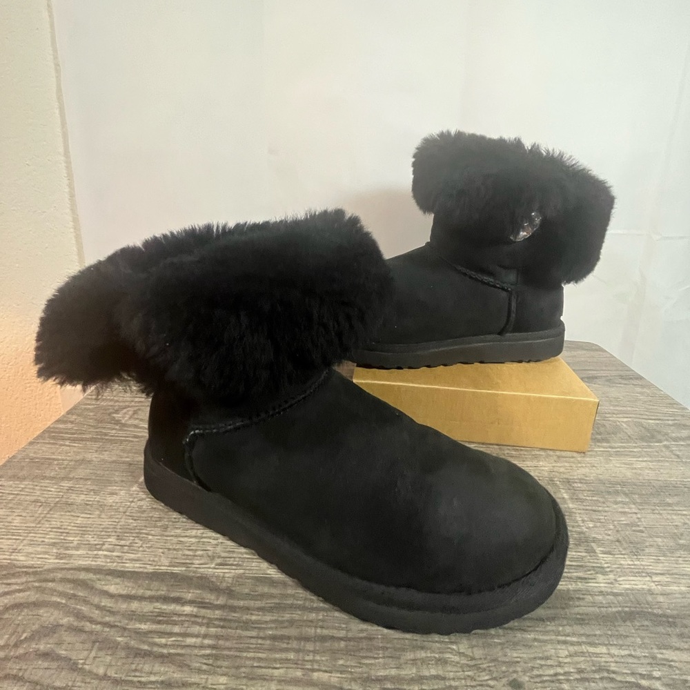 UGG Bailey Button Bling Crystal Black Boots